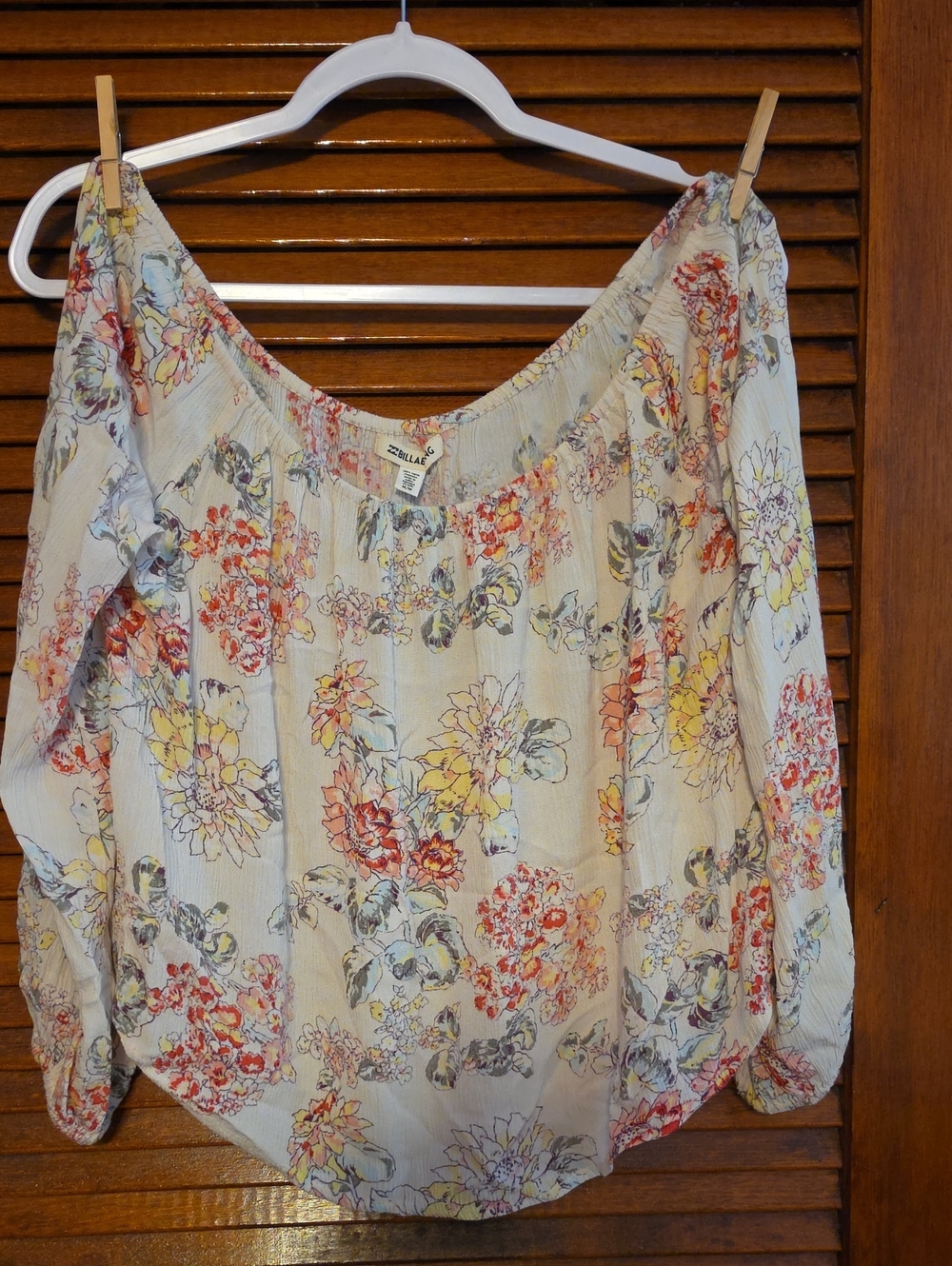 Off-Shoulder Floral Tunic in Cream, Yellow & Coral